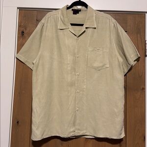 Tulliano Mens L Silk Linen Short Sleeve Shirt Gently worn Simple basic Casual